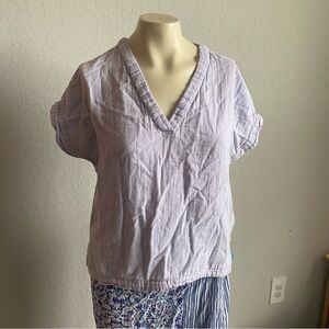 Pact light purple gauze top Women's small v-neck organic cotton